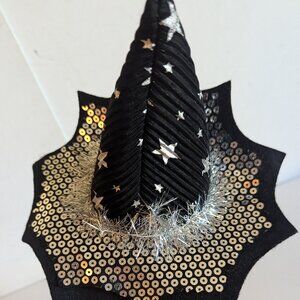 NWT Silver Stars Mini Witch Hat Floral Pick Sequins Ashland Halloween Decoration